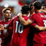 Jugadores de Portugal celebrando un gol en un partido contra Nigeria