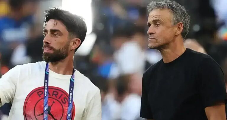 Rafel Pol y Luis Enrique en la final de la Champions 2026