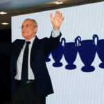 Florentino P&eacute;rez celebrando su reelecci&oacute;n como presidente del Real Madrid