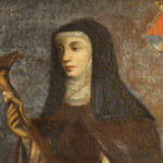 Retrato de la monja mallorquina Clara Andreu sosteniendo una cruz