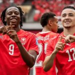 Jugadores de la selecci&oacute;n suiza celebrando un gol en el Mundial 2026