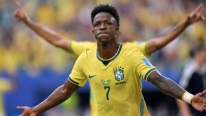 Vin&iacute;cius Jr celebrando un gol con la selecci&oacute;n de Brasil en el Mundial 2026