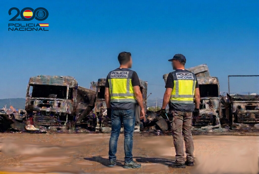 Policía Nacional investigando incendio de camiones en Mercapalma
