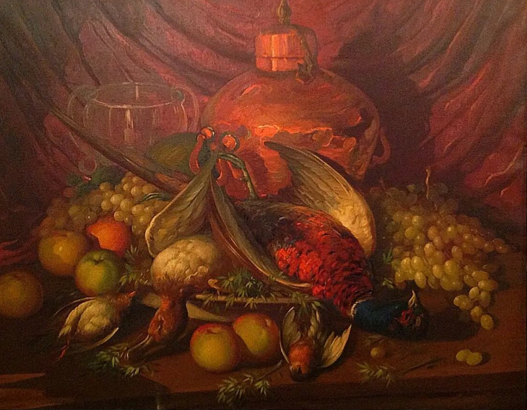 Pintura costera de Federico Molina con elementos naturales y animales.