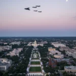 Vista aérea de la celebración del 4 de julio en Washington D.C.