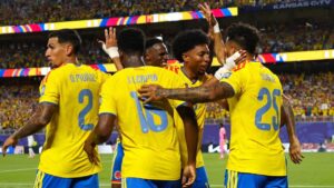 Jugadores de la selecci&oacute;n colombiana celebrando un gol en el Mundial 2026