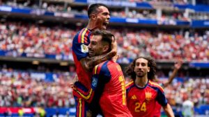 Jugadores de la selecci&oacute;n espa&ntilde;ola celebrando un gol en el Mundial 2026