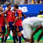 Jugadores de la selecci&oacute;n espa&ntilde;ola celebrando un gol en el Mundial 2026