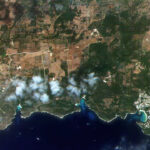 Vista satelital de Cala Galdana y playas en Menorca