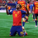 Jugador de Espa&ntilde;a celebrando un gol en el Mundial 2026