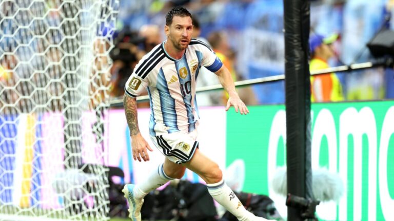 Lionel Messi celebrando un gol durante el Mundial 2026