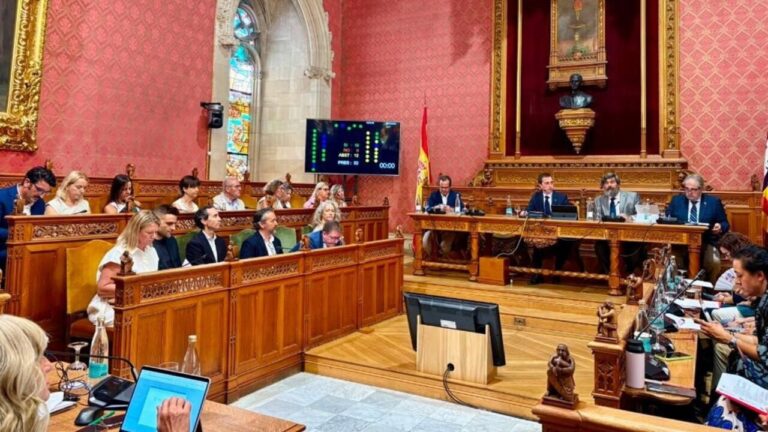 Reunión del Consell de Mallorca con miembros en el salón de plenos
