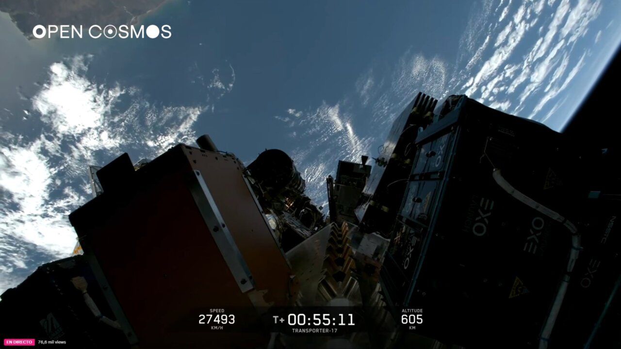 Imagen del satélite Posidònia en órbita durante su lanzamiento.