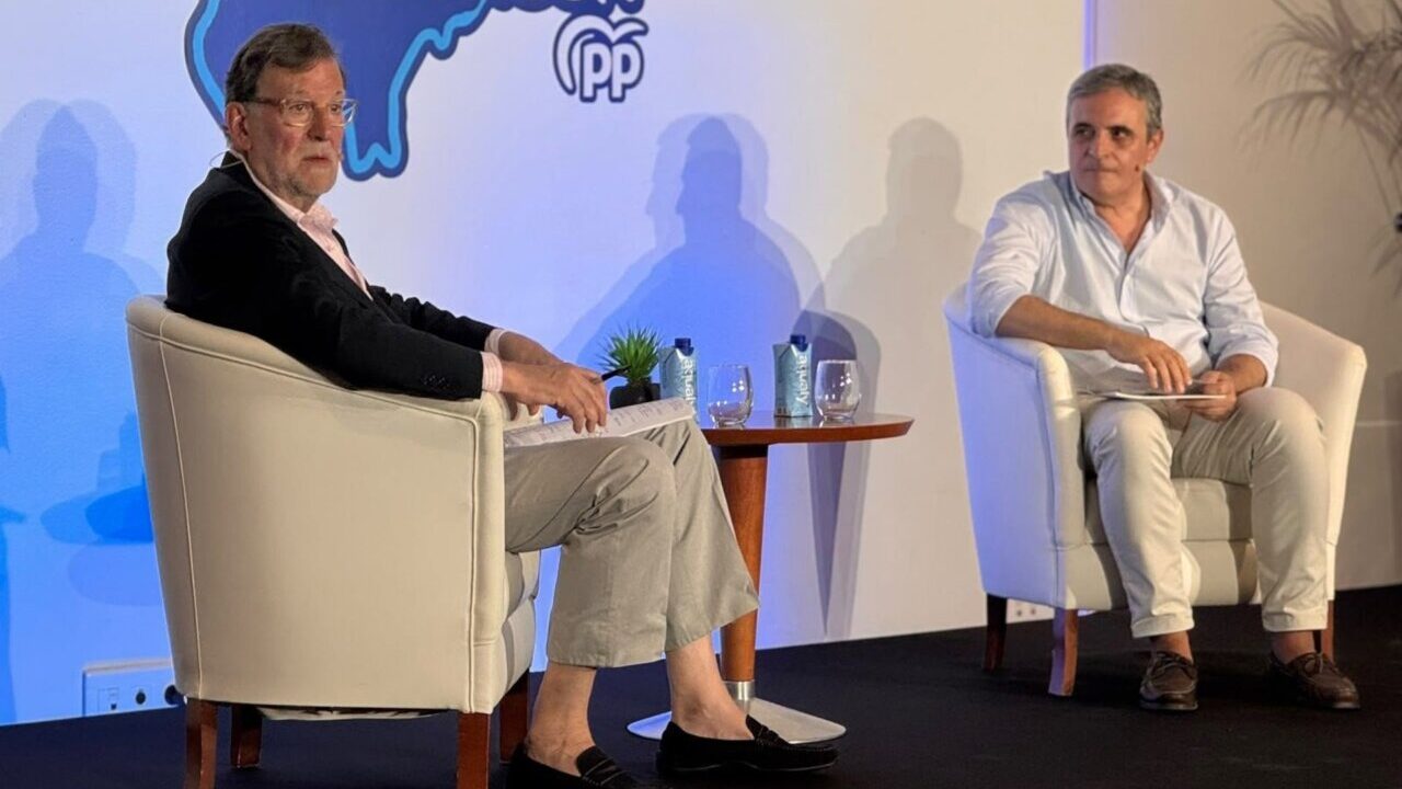 Mariano Rajoy durante su intervenci&oacute;n en Ibiza sobre pol&iacute;tica actual