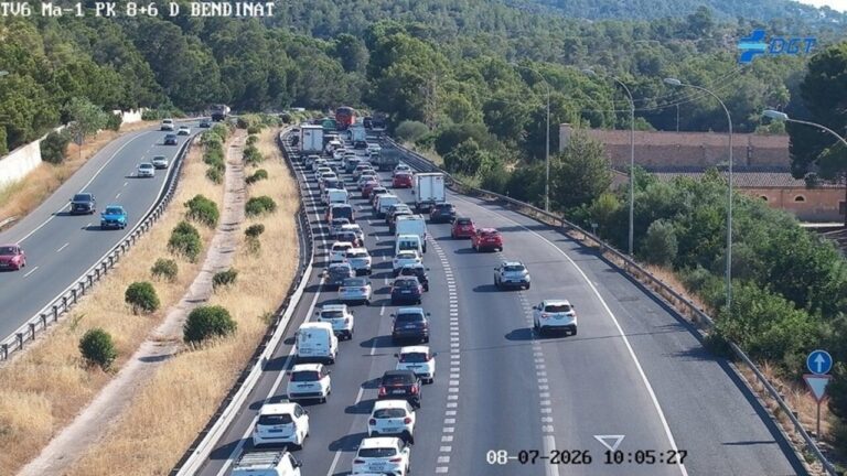 Tráfico denso en la autopista de Andratx hacia Palma
