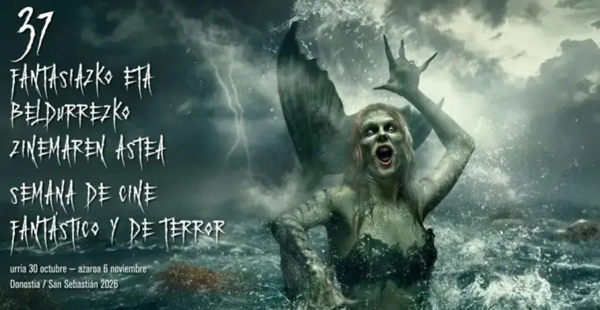 Cartel de la Semana de Terror con Samantha Hudson como criatura marina mutante