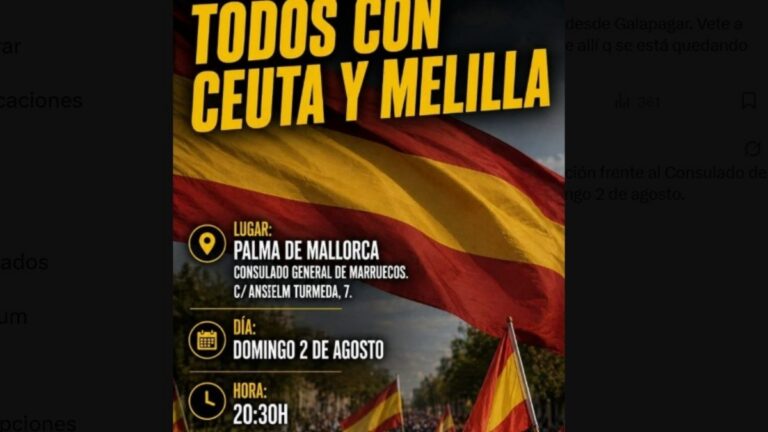 Cartel de concentración en apoyo a Ceuta y Melilla en Palma de Mallorca