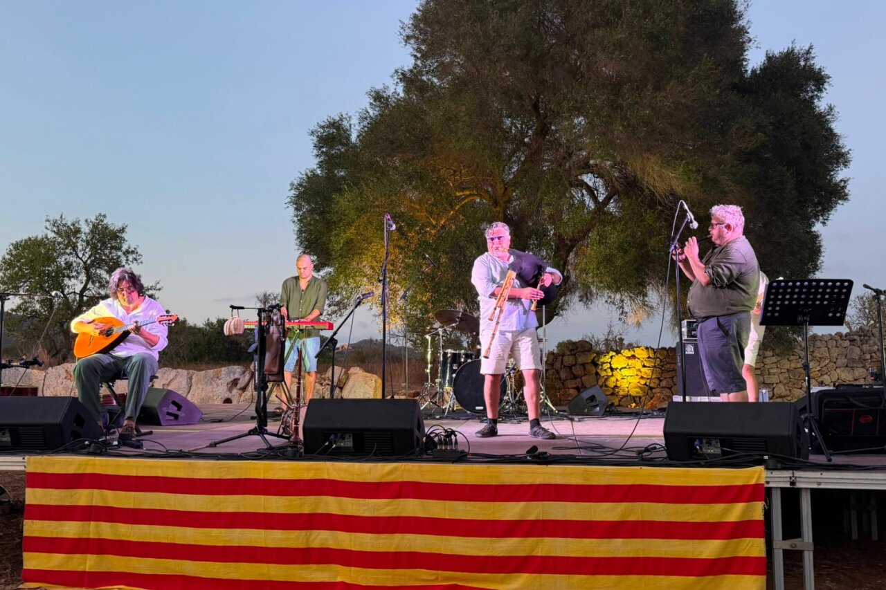 Actuaci&oacute;n musical en las talaies de Can Jordi con artistas en el escenario